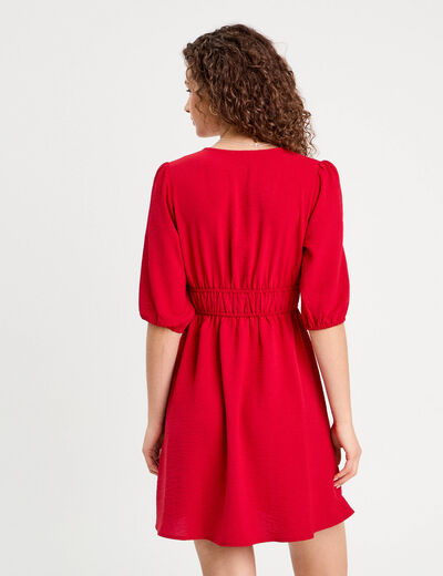 Robe évasée fluide élastiquée rouge femme