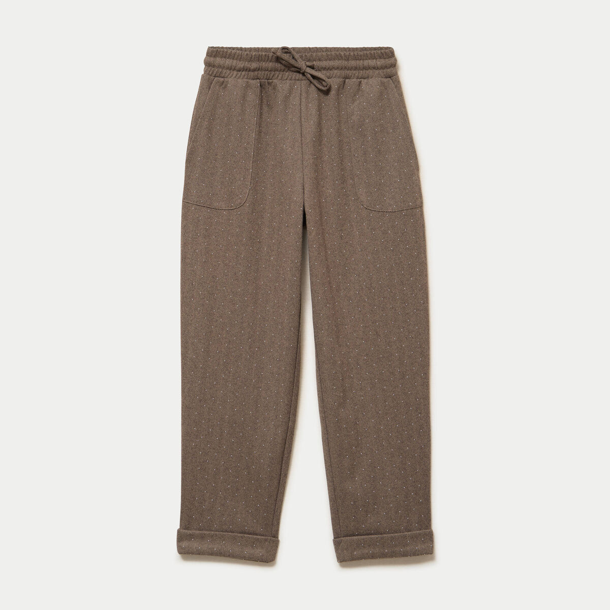 Jogging jegging en maille taupe femme