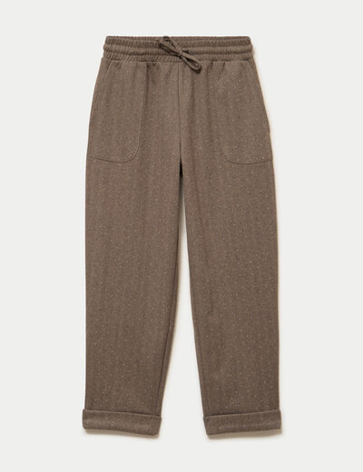 Jogging jegging en maille taupe femme