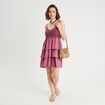 Robe évasée bretelles vieux rose femme