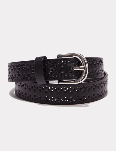 Ceinture folk ajourée noir femme
