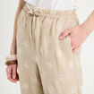 Pantalon large brodé taupe femme