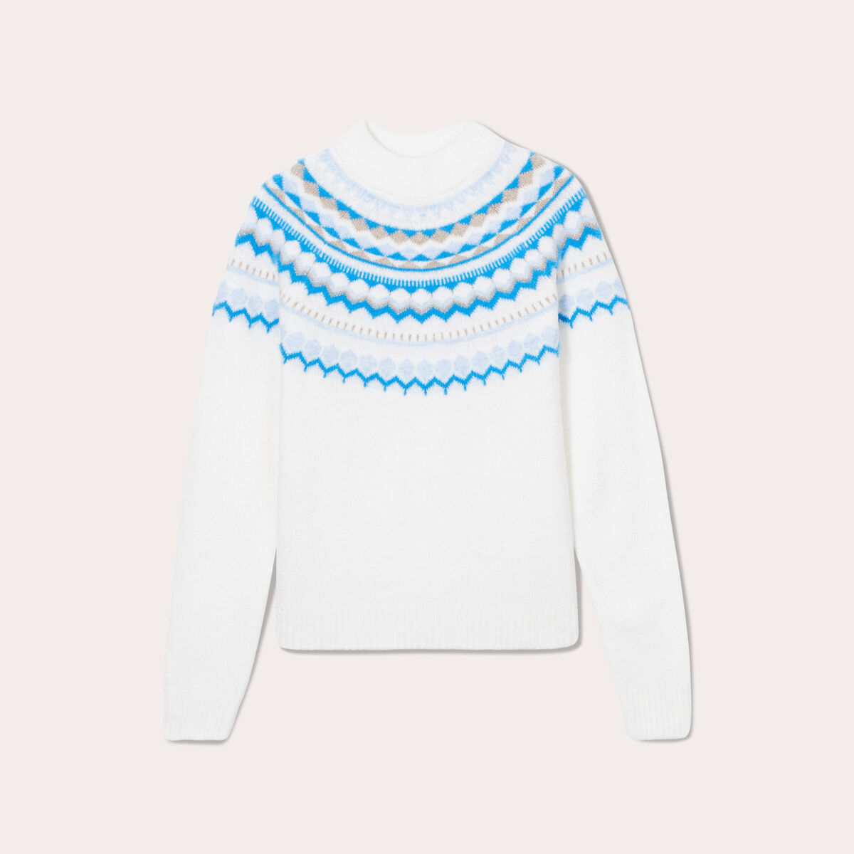 Pull col montant ecru femme