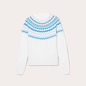 Pull col montant ecru femme