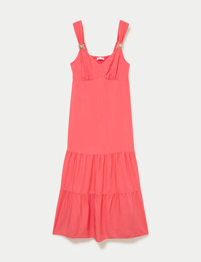 Robe &eacute;vas&eacute;e 3/4 col coeur bretelles rose femme