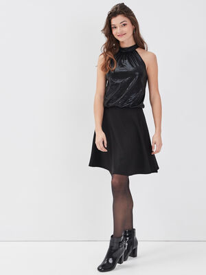 Robe evasee sans manches noir femme