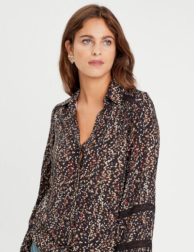Chemise manches longues noir femme