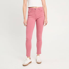 Jeans slim 5 poches vieux rose femme