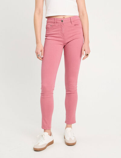 Jeans slim 5 poches vieux rose femme