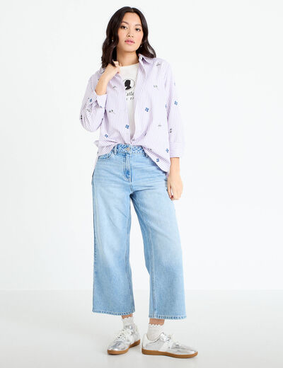 Chemise manches longues rubans effet cravate femme - Bleu en coton 3 SUISSES | 3 SUISSES