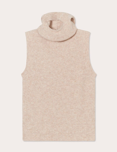 Pull avec cagoule beige femme