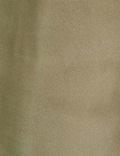 Chemise manches longues satin vert kaki femme