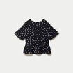 Blouse cintr&eacute;e col v manches courtes noir femme