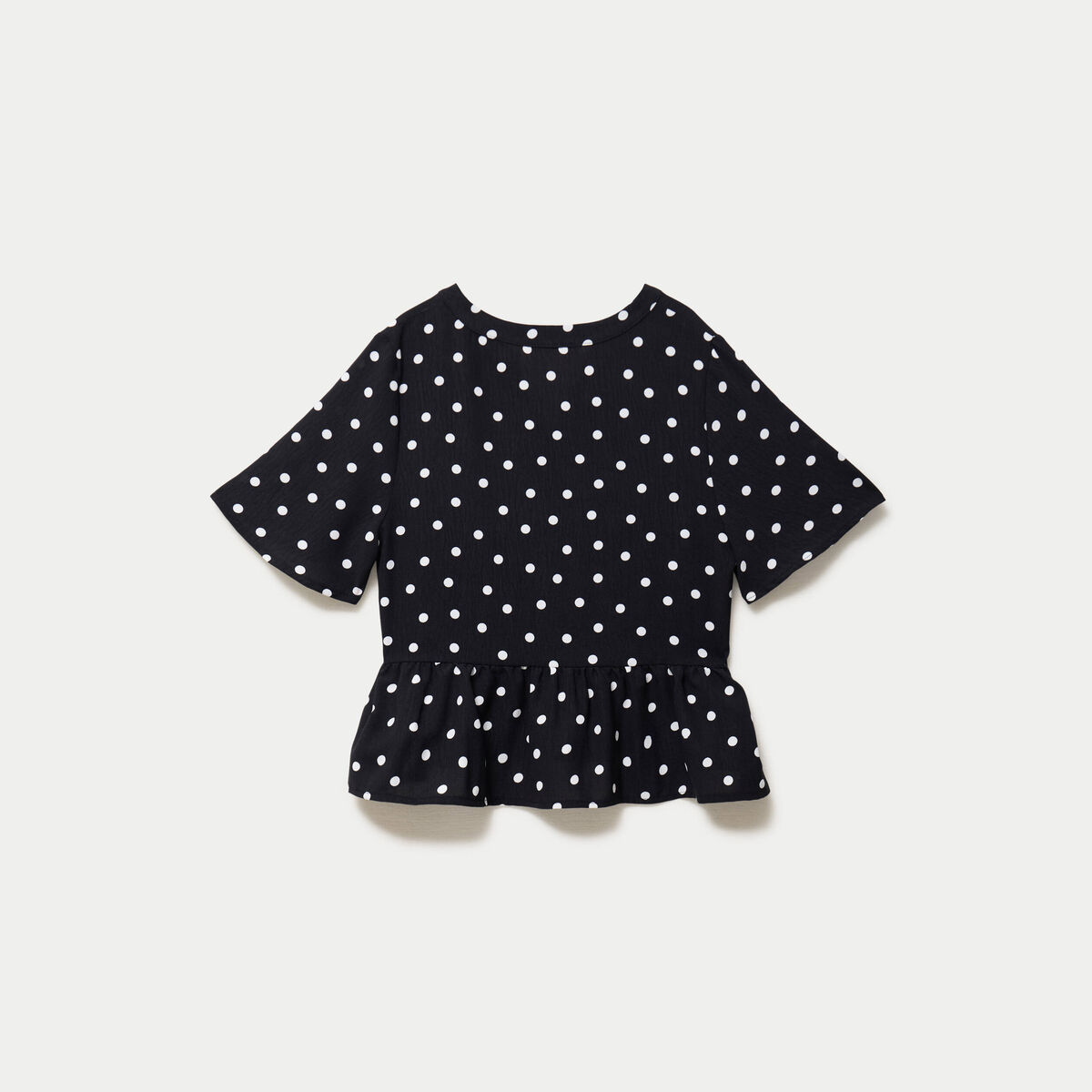 Blouse cintr&eacute;e col v manches courtes noir femme