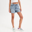 Short droit en jean destroy denim stone femme