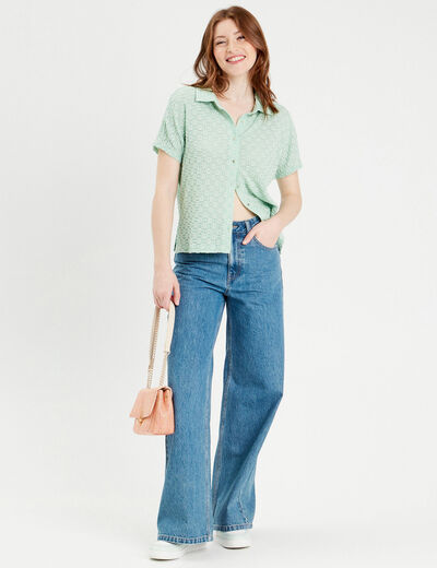 Blouse manches courtes vert clair femme