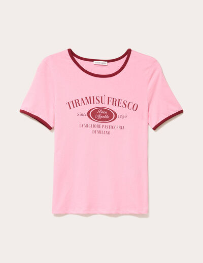 t-shirt ajusté court en coton rose femme
