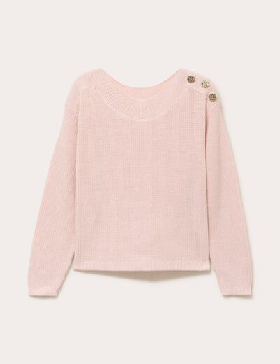 Pull col bateau rose clair femme