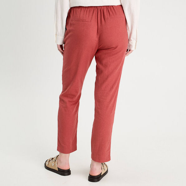 pantalon droit fluide contenant du lin vieux rose femme Pantalon droit fluide contenant du lin vieux rose femme