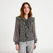 Blouse &agrave; volants noir femme