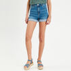 Short droit en jean denim stone femme