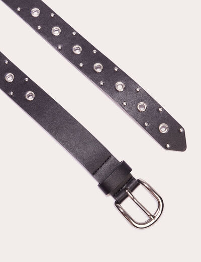 Ceinture oeillets et clous noir femme