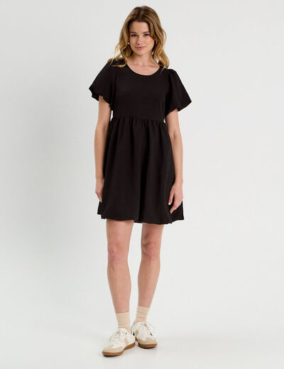Robe évasée effet boule noir femme