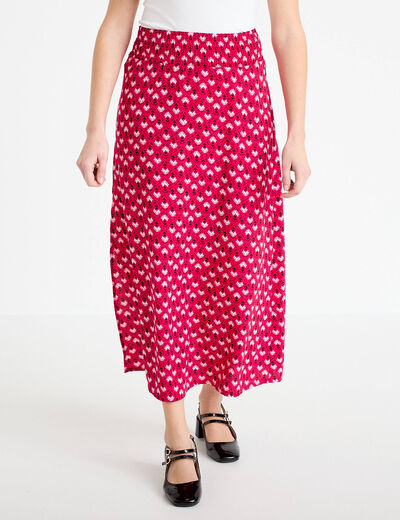 Jupe longue fluide rose cerise femme