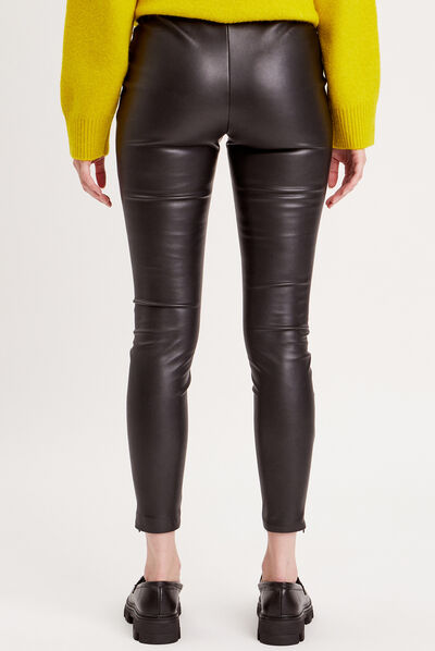 Legging simili cuir noir femme
