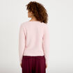 Gilet col rond manches longues rose clair femme