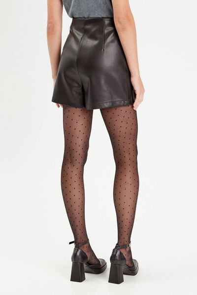 Jupe-short ajustée simili cuir noir femme