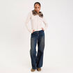 Gilet col fausse fourrure sable femme