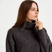 Pull col roul&eacute; manches longues gris femme