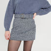 Jupe évasée tweed bleu femme