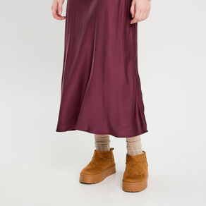 jupe midi droite effet satin prune femme Jupe midi droite effet satin prune femme