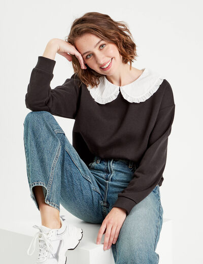 Sweat col claudine noir femme