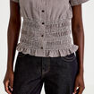 Chemise cintr&eacute;e manches courtes marron femme