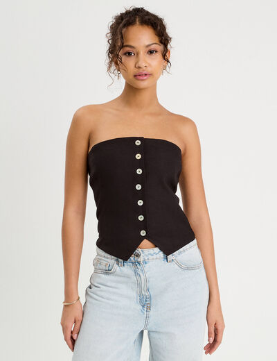 Bustier cintré boutons noir femme