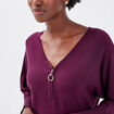 Pull avec col zippé prune femme