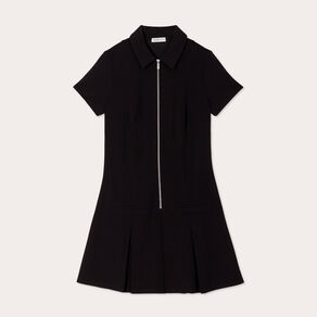 Robe trapèze zippée noir femme