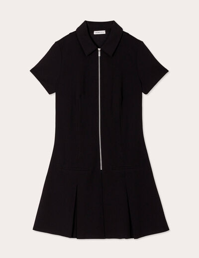 Robe trapèze zippée noir femme