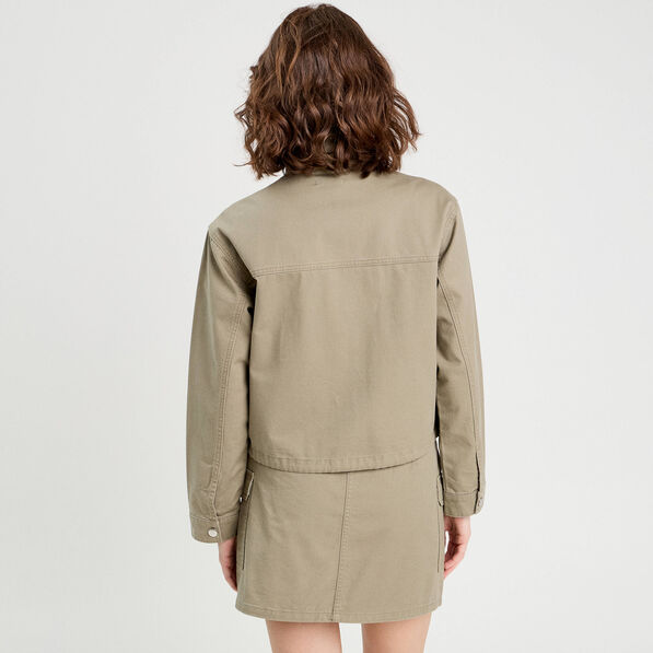 veste droite col montant vert kaki femme Veste droite col montant vert kaki femme
