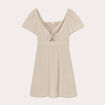 Robe patineuse manches courtes beige femme