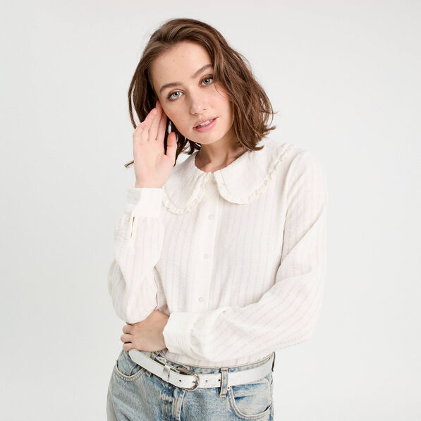 blouse col claudine ecru femme Blouse col claudine ecru femme