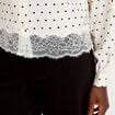 Chemise droite en dentelle col classique noir femme