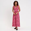 Robe longue &eacute;vas&eacute;e col v sans manches rose femme