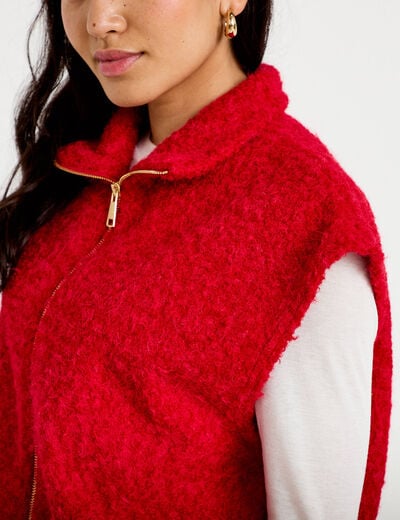 Gilet sans manches col montant rouge femme