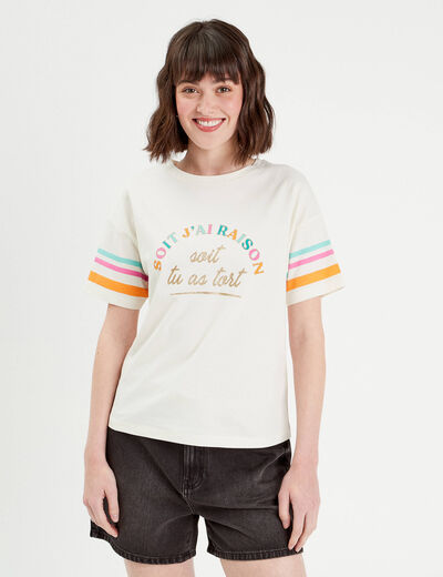 T-shirt manches courtes blanc femme