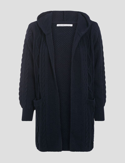 Gilet manches longues bleu marine femme