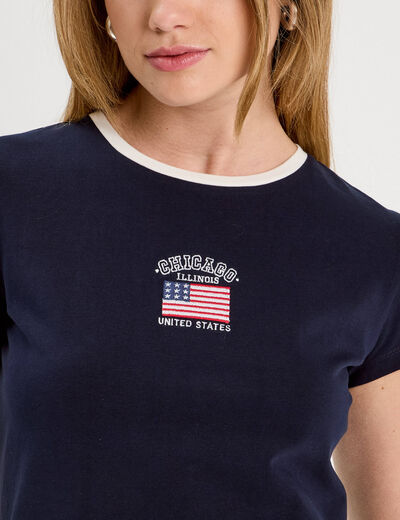 T-shirt manches courtes bleu marine femme